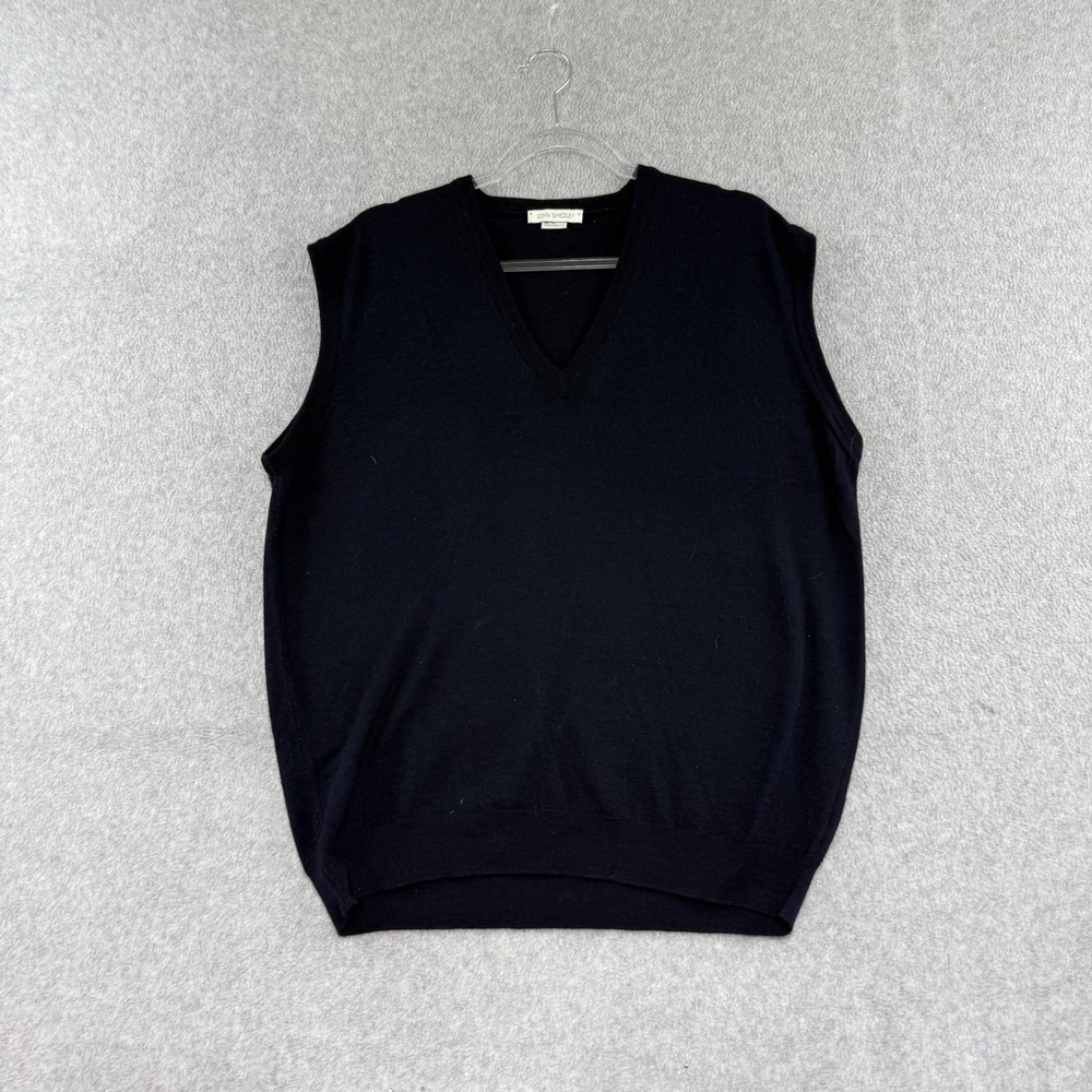 John Smedley Sweater Vest Mens XL Navy Blue Wool V-Neck Made in England